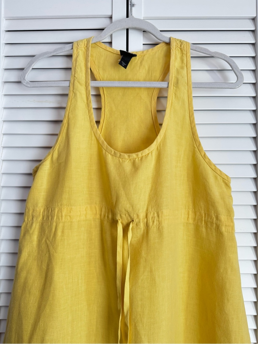 Eileen Fisher Linen Tank A-line Dress Racerback Yellow Coastal Summer Midi XS - Picture 4 of 9